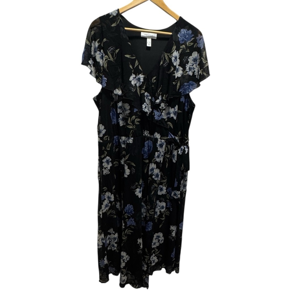 Addition Elle Floral Ruffled Mesh Midi Dress Size 3X - Picture 2 of 16